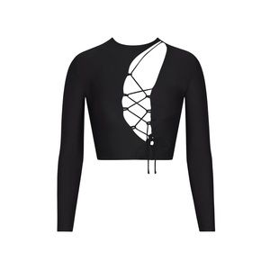 SKIMS LACE UP LONG SLEEVE TOP ONYX